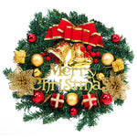 Livingandhome 30cm Christmas Artificial Wreath with Xmas Baubles Bells Bow Knots, CD0383