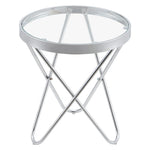 Livingandhome Tempered Glass Coffee Table Round Tea Table with Metal Legs, ZH0802