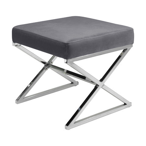 Modern Velvet Footstool with Chrome Legs, ZH0836