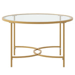 Livingandhome Modern Round Tempered Glass Coffee Table for Living Room, ZH1185