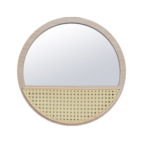 Livingandhome Decorative Wood Round Mirror Nature Big Bathroom Vanity Mirror Farmhouse Mirror for Living Room Bedroom Entryway, CD0550