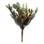 Artificial Berries Pine Cone Succulent Plastic Fake Flowers Bouquet Christmas Festive Decor, SW0286