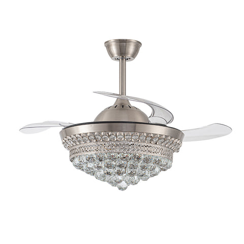 Livingandhome 42" Crystal LED Ceiling Fan with 3 Color Lights, DM0338