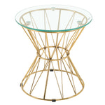 Hourglass Round Glass Small Sofa Side Table, DM0165