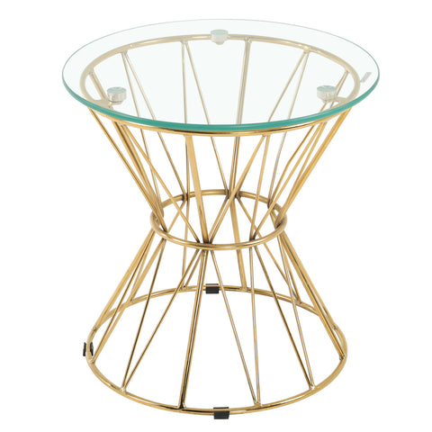 Hourglass Round Glass Small Sofa Side Table, DM0165