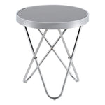 Livingandhome Tempered Glass Coffee Table Round Tea Table with Metal Legs, ZH0803