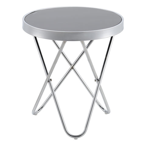 Livingandhome Tempered Glass Coffee Table Round Tea Table with Metal Legs, ZH0803