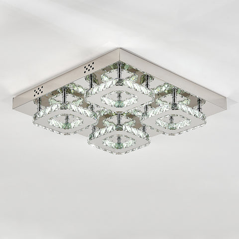 Livingandhome Square Large-size Glamourous Crystal LED Ceiling Light, LG0734
