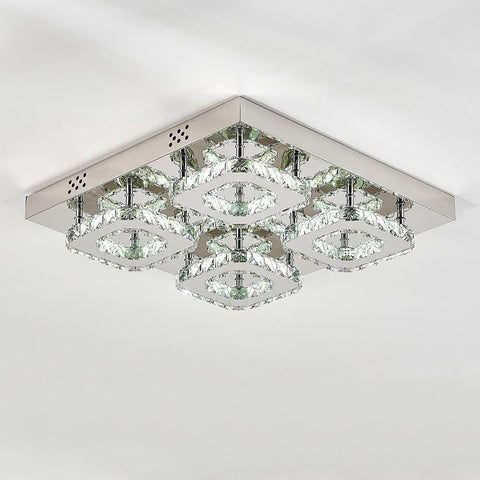 Livingandhome Square Large-size Glamourous Crystal LED Ceiling Light, LG0735