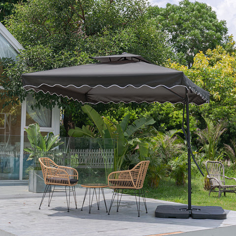 Double Top Garden Cantilever Parasol with Square Base, LG0814LG0533
