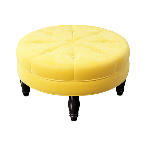 Round Velvet Tufted Buttoned Footstool, ZH0826