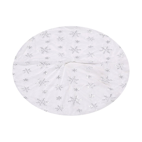 Large Silver Sequin Snowflake Faux Fur Christmas Tree Skirt, CD0152