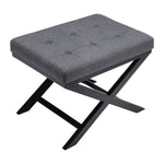 Livingandhome Classic Linen Buttoned Footstool with X-shaped Legs, ZH0822