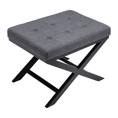 Livingandhome Classic Linen Buttoned Footstool with X-shaped Legs, ZH0822