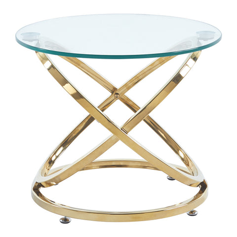 Livingandhome Tempered Glass Top Round Coffee Table for Living Room, ZH0999