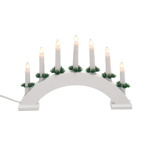 Livingandhome Arched Wooden Candle Bridge with 7 LED Lights Christmas Room Decor, WZ0021