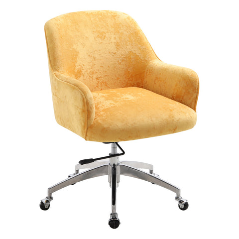 Velvet Upholstered Wheeled Swivel Office Chair, JM2087