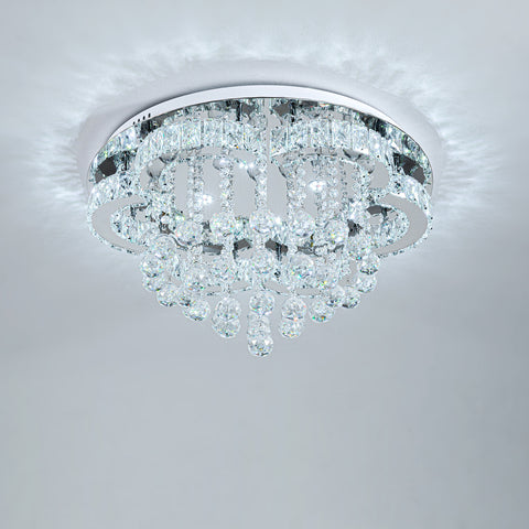 Chrome Flower-shaped Crystal Ceiling Light Fixture, LG0970