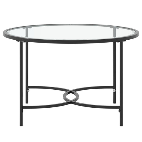 Livingandhome Modern Round Tempered Glass Coffee Table for Living Room, ZH1186