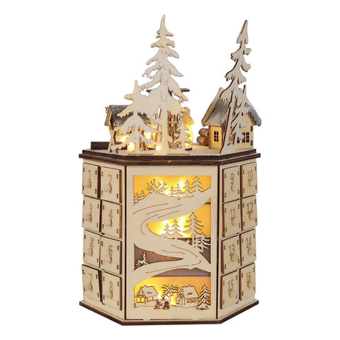 Livingandhome LED Rotating Countdown Calendar Wooden Music Box for Christmas, WZ0009