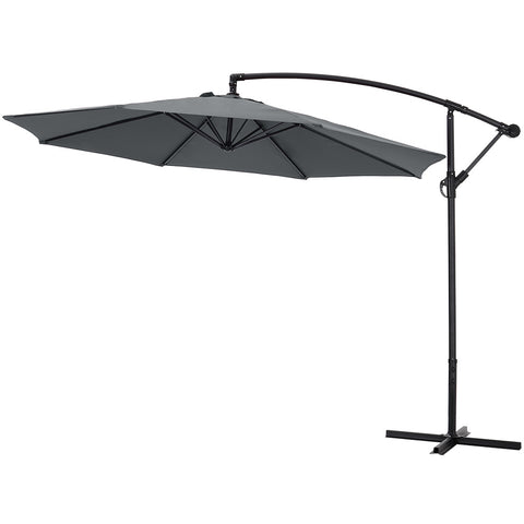 Livingandhome 3M Large Banana Cantilever Patio Parasol for Outdoor Sunshade and Rain with Cross Base, LG0439LG0441