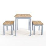 Livingandhome 3 Piece Modern Wood Dining Table and Benches Set, ZH0765