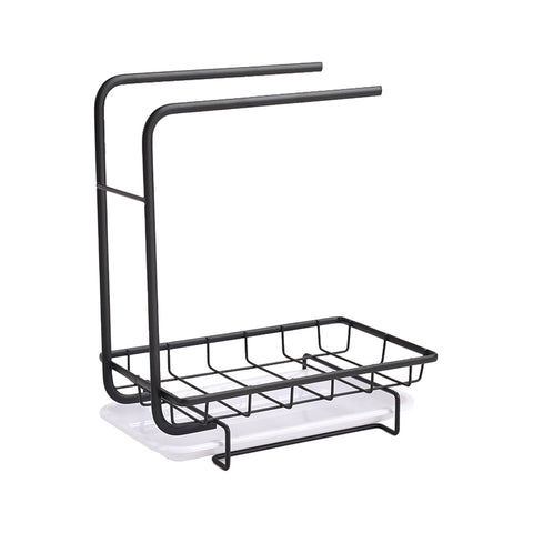 Livingandhome Kitchen Sink Caddy Organizer with Drain Tray Sponge Holder Brush Soap Drainer Rack, WZ0058