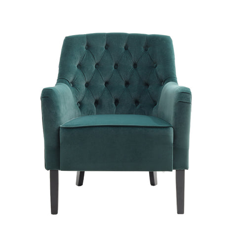 Livingandhome Vintage Velvet Upholstered Wing back Armchair with Buttoned Back, JM2135