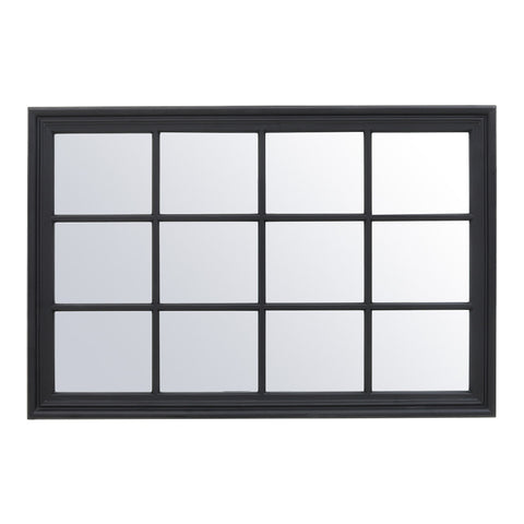 Livingandhome Large Rectangular Black 12 Pane Wall Mirror, FI0416