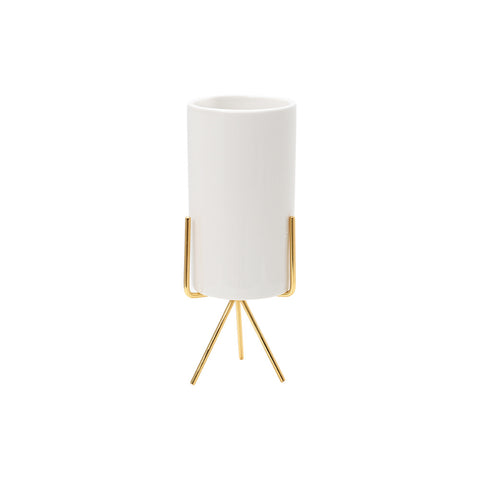 Cylindrical Free Standing Planter with Metal Stand, SW0122