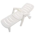 Livingandhome Outdoor Plastic Foldable Garden Poolside Lounger Recliner with Wheels, CX0117