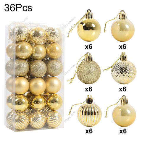 Livingandhome 36 Pieces Xmas Ball Ornament Christmas Tree Deluxe Bauble Set, CD0336