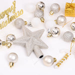 Livingandhome 30 Pieces Shatterproof Christmas Tree Ornament Set Xmas Bauble and Snowflake Tree Topper, CD0344
