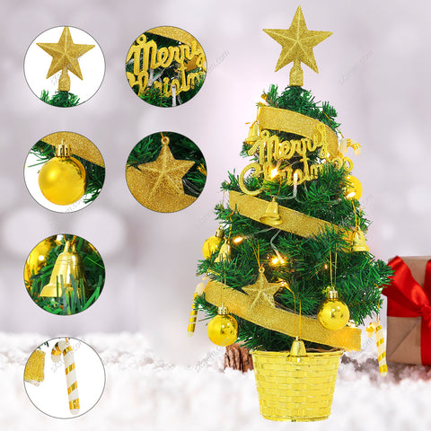 Livingandhome Mini Artificial Pine Tree with Christmas Ornaments Xmas Desktop Decoration, CD0380