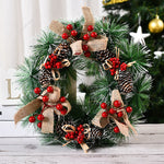 Livingandhome 32cm Snow Flocked Christmas Artificial Wreath with Classical Xmas Ornaments, CD0381