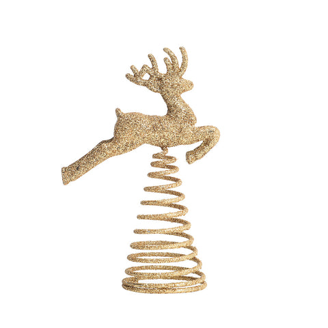 Christmas Tree Elk Deer Topper 3D Glittering Ornaments Home Party Decor, SC0112