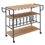 Metallic Rolling Serving Bar Cart with Wine Rack, DM0128
