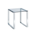 Modern Glass Square Accent Table with Metal Base, ZH0885