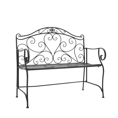 Elegant Folding Cast Iron Frame Leaf 2 Seater Bench, AI0893