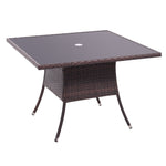 Livingandhome Garden Wicker Tempered Glass Table with Parasol Hole, LG0894