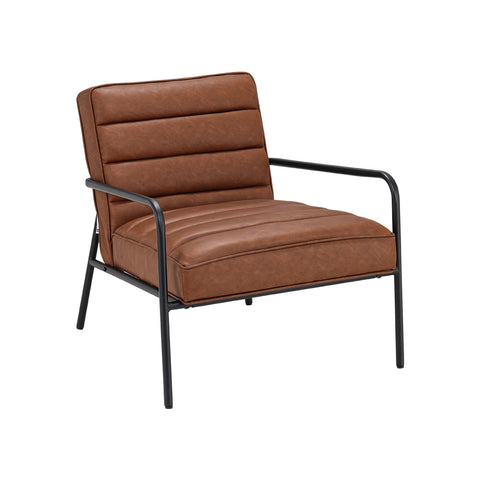 Livingandhome Leisure Soft PU Leather Cushioned Accent Armchair with Metal Frame, JM2125