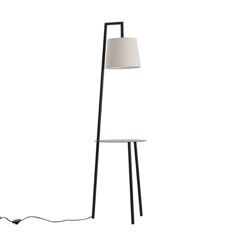 Livingandhome Metal Tray Table Floor Lamp with Linen Lampshade, FI0478