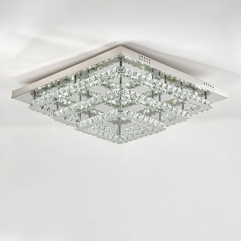 Livingandhome Square Large-size Glamourous Crystal LED Ceiling Light, LG0738
