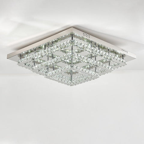 Livingandhome Square Large-size Glamourous Crystal LED Ceiling Light, LG0739