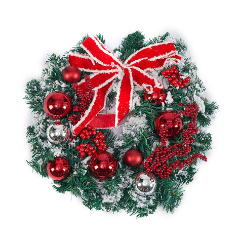 Livingandhome Red and White Artificial Floral Christmas Wreath, CD0482