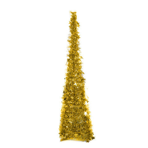 Livingandhome Collapsible 1.2M Pop Up Tinsel Christmas Tree with Base, CD0466
