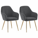 2Pcs Modern Velvet Upholstered Dining Chairs with Polished Gold Legs, FD240117