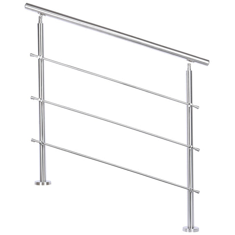 Livingandhome Silver Floor Mount Stainless Steel Handrail for Slopes and Stairs, LG0348