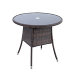 Garden Wicker Tempered Glass 4 Seater Dining Table with Parasol Hole, LG0971