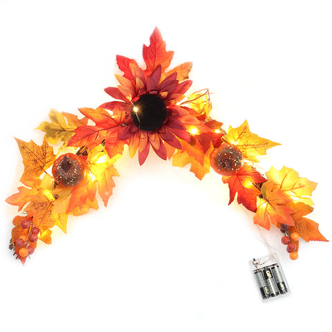 Livingandhome Maple Leaves Door Pendant Artificial Sunflower Floral Swag for Front Door, SP2936